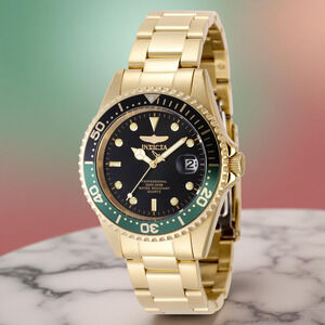 Invicta Pro Diver Men's Watch 37.5mm Gold Black Dial Stainless Steel